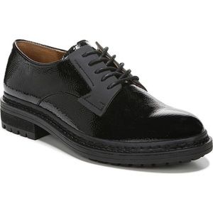 Franco Sarto Women's Sendra Lug Sole Derby Sz 6 36 Black Patent Leather Effect